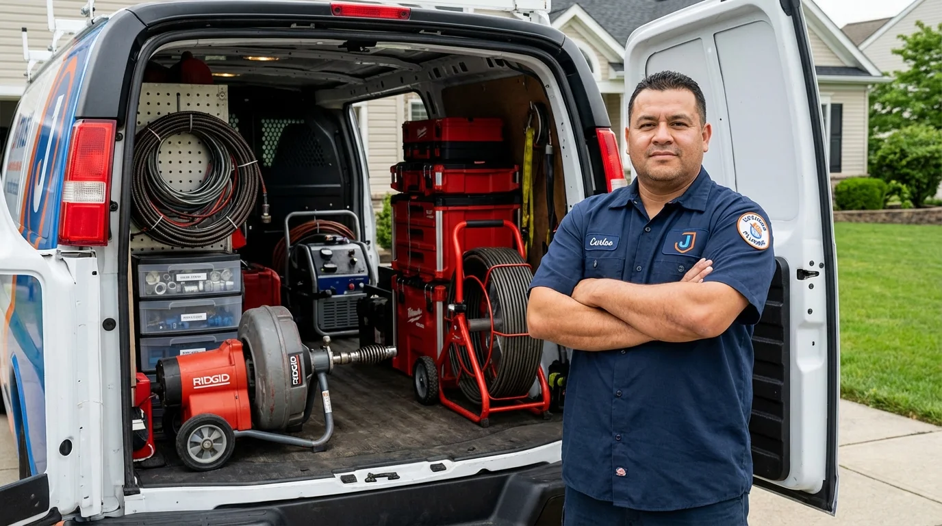 Professional drain cleaning equipment and Johns Plumbing LLC plumber in Park Falls