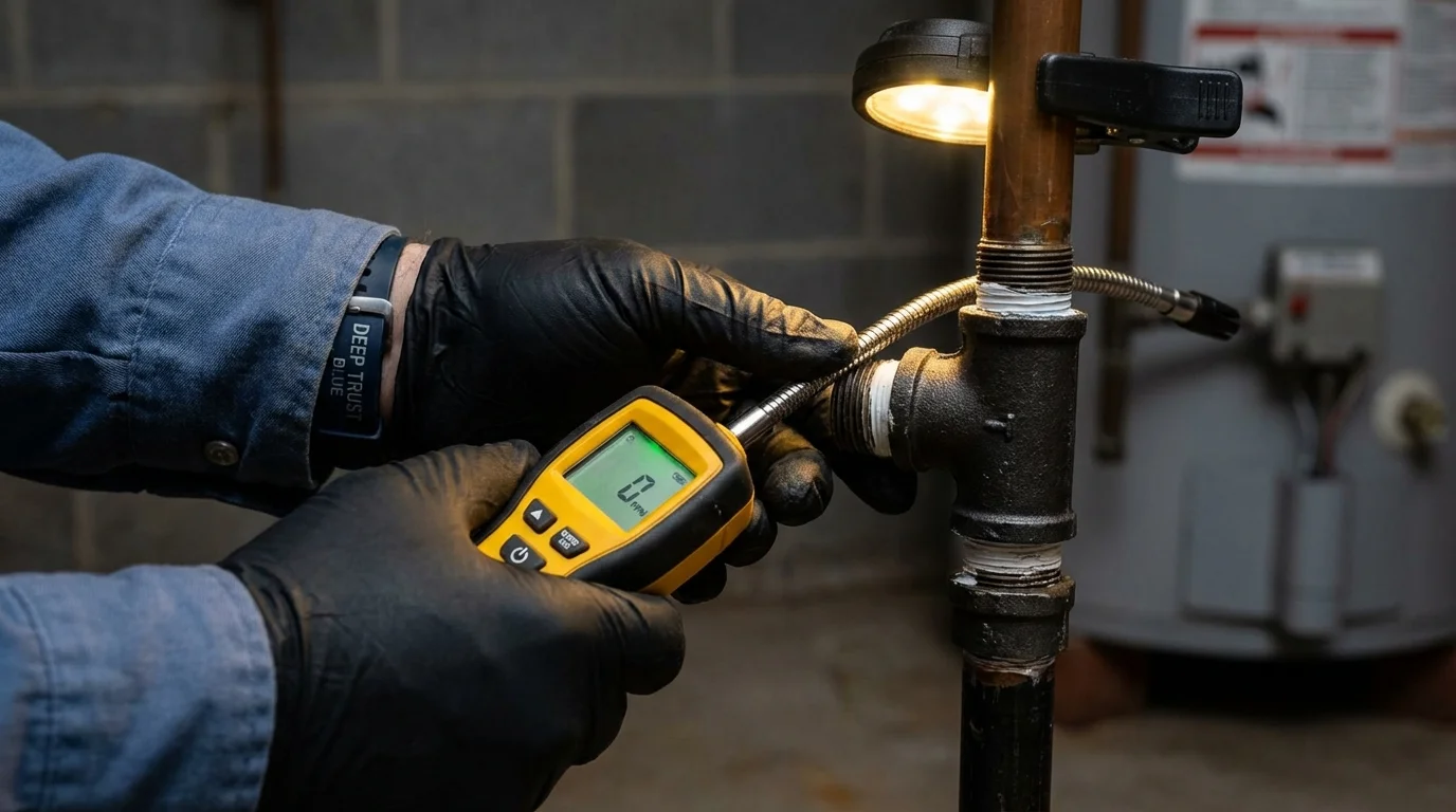 Gas leak detection with electronic sniffer by Johns Plumbing LLC in Park Falls