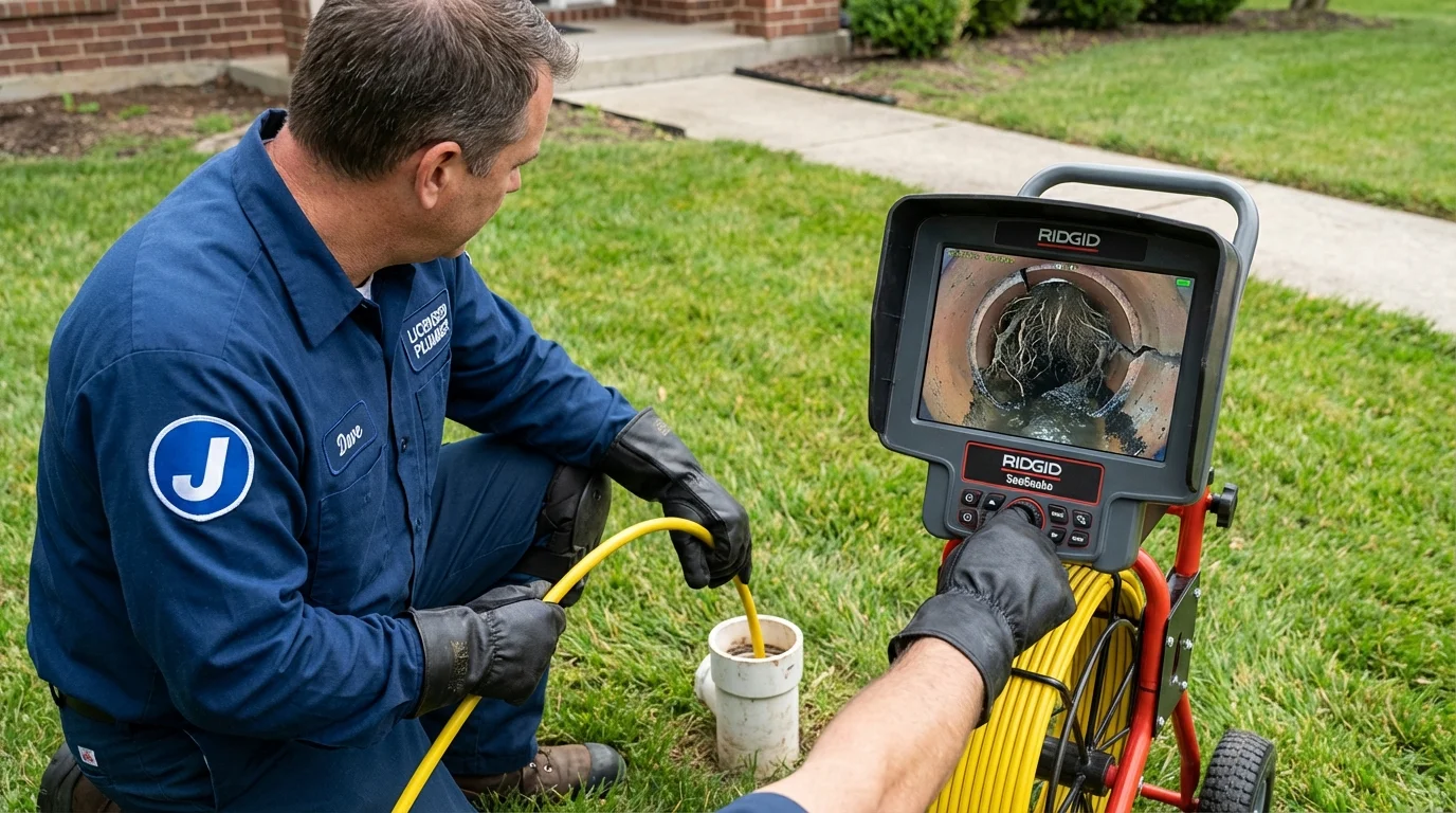 Sewer camera inspection being performed by Johns Plumbing LLC in Park Falls